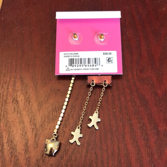 Betsey Johnson Jingle Bell Bling Gingerbread House Heart Mismatch Drop Earrings - Picture 14 of 14